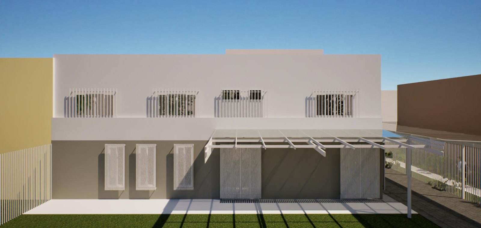 Detalhe da fachada e circulação